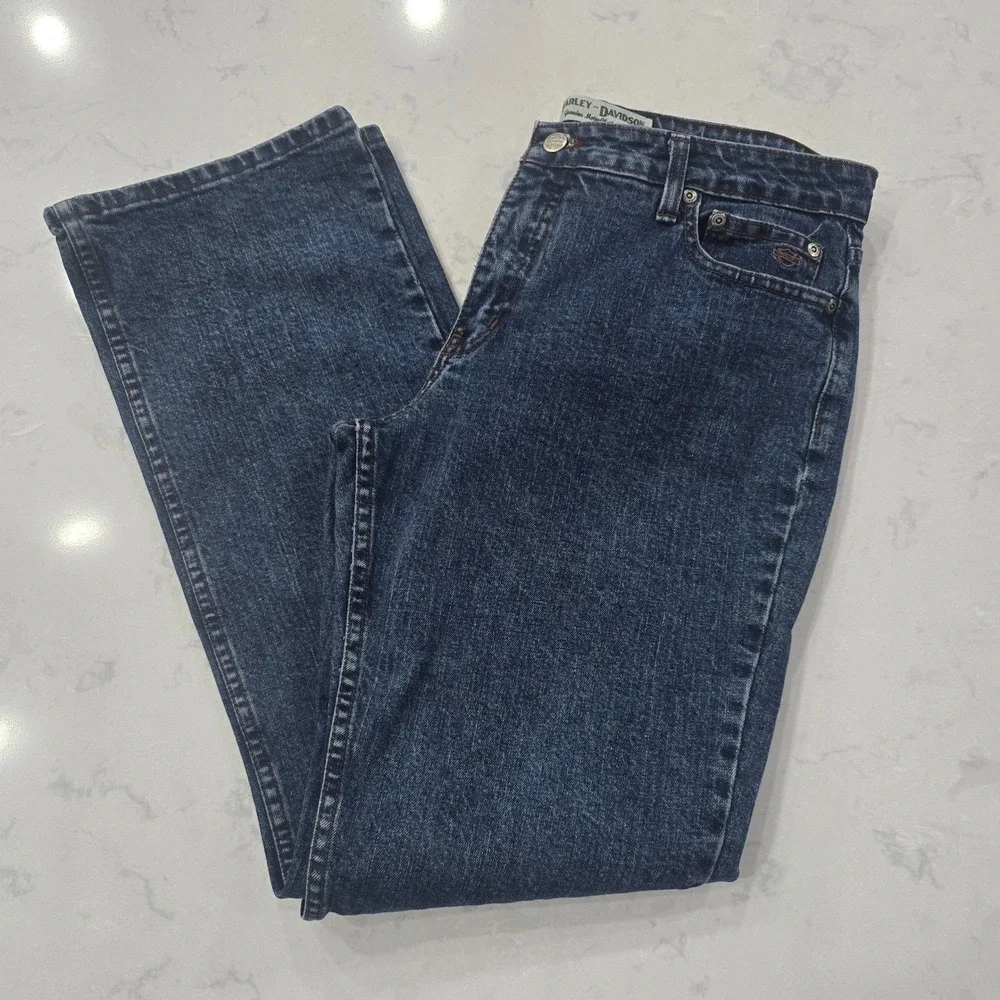 Harley Davidson Womens Bootcut Jeans Dark Wash Biker Moto Y2K Size 12